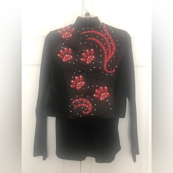 Appliqués Leather Show Vest w/Matching Slinky & Leather Cuffs sized Large - Picture 4 of 9